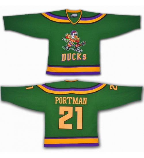 Anaheim Mighty Ducks 21 Dean Portman Movie Hockey Jersey Green